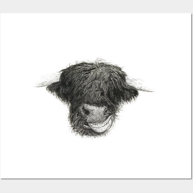 hungry Hamish the hairy cow Wall Art by David Dots